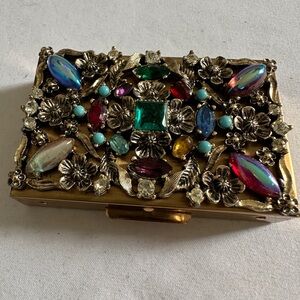 Vintage Jeweled Gold-Tone Trinket Box